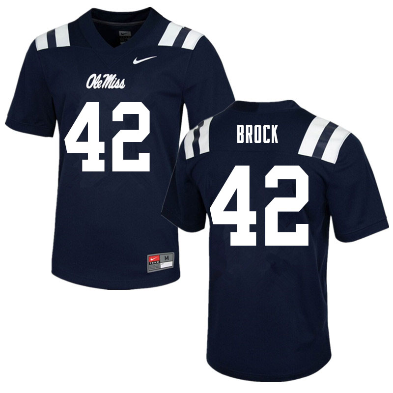 Men #42 Brooks Brock Ole Miss Rebels College Football Jerseys Sale-Navy